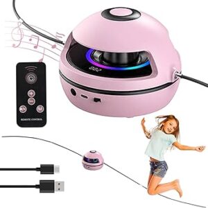 pink smart electric jump rope machine with bluetooth music, remote control & led lights